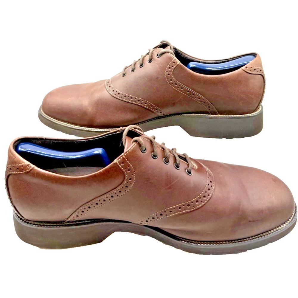 Rockport Mens Kinetic Air Saddle Oxford Brn Leather Lace Up Dress Shoes Size 11W - Picture 2 of 9